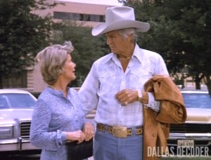 Barbara Bel Geddes, Dallas, Jim Davis, Jock Ewing. Miss Ellie Ewing, No More Mr. Nice Guy Part 1, Who Shot J.R.?