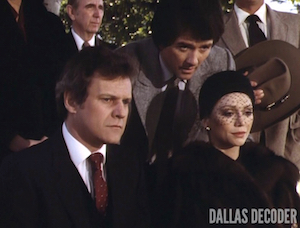 Bobby Ewing, Cliff Barnes, Dallas, Jock's Trial Part 2, Ken Kercheval, Pam Ewing, Patrick Duffy, Victoria Principal