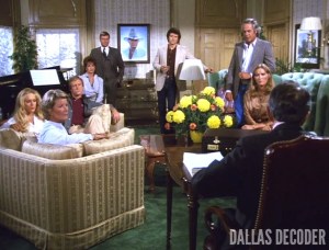 Barbara Bel Geddes, Bobby Ewing, Charlene Tilton, Dallas, Donna Krebbs, Gary Ewing, George O. Petrie, Harv Smithfield, J.R. Ewing, Linda Gray, Larry Hagman, Lucy Cooper, Miss Ellie Ewing, Patrick Duffy, Ray Krebbs, Steve Kanaly, Sue Ellen Ewing, Susan Howard, Ted Shackelfod