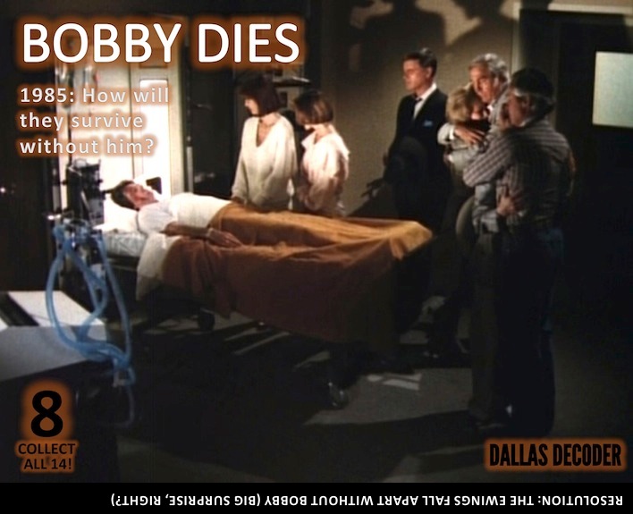 Bobby Ewing, Clayton Farlow, Dallas, Donna Krebbs, Donna Reed, Howard Keel, Jenna Wade, J.R. Ewing, Larry Hagman, Miss Ellie Farlow, Patrick Duffy, Pam Ewing, Priscilla Presley, Ray Krebbs, Steve Kanaly, Susan Howard, Victoria Principal