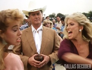 Dallas, Fern Fitzgerald, Jenilee Harrison, J.R. Ewing, Larry Hagman, Marilee Stone