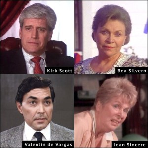 Bea Silvern, Dallas, Jane Sincere, Kirk Scott, Valentin de Varas