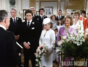 Bobby Ewing, Charlene Tilton, Charlie Wade, Clayton Farlow, Dallas, Donna Krebbs, Donna Reed, Howard Keel, Jenna Wade, J.R. Ewing, Larry Hagman, Linda Gray, Leigh McCloskey, Lucy Ewing, Miss Ellie Ewing Farlow, Dr. Mitch Cooper, Patrick Duffy, Priscilla Beaulieu Presley, Omri Katz, Ray Krebbs, Shalane McCall, Steve Kanaly, Sue Ellen Ewing, Susan Howard
