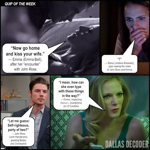 Dallas, Elena Ramos, Emma Bell, Emma Ryland, John Ross Ewing, Jordana Brewster, Josh Henderson, Like Father Like Son, TNT