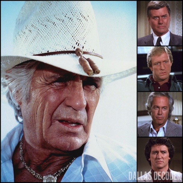 Bobby Ewing, Dallas, Gary Ewing, JIm Davis, Jock Ewing, J.R. Ewing, Larry Hagman, Patrick Duffy, Ray Krebbs, Steve Kanaly, Ted Shackelford