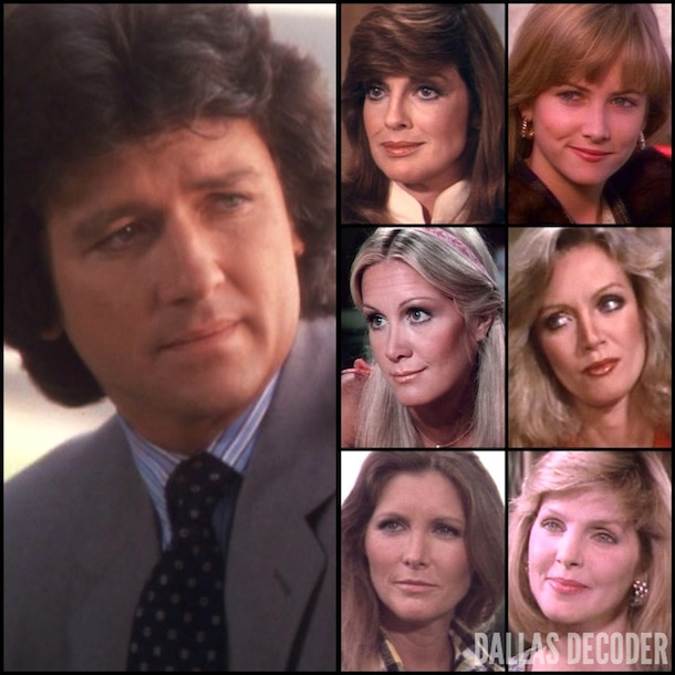 Abby Ewing, Bobby Ewing, Cally Ewing, Cathy Podewell, Donna Krebbs, Donna Mills, Jenna Wade Krebbs, Joan Van Ark, Linda Gray, Patrick Duffy, Priscilla Beaulieu Presley, Sue Ellen Ewing, Susan Howard, Valene Ewing