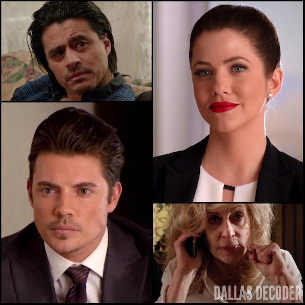 Antonio Jamarillo, Boxed In, Charles Yusko, Dallas, John Ross Ewing, Josh Henderson, Judith Light, Judith Ryland, Julie Gonzalo, Luis, Pamela Rebecca Barnes Ewing, TNT