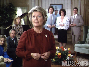 Barbara Bel Geddes, Bobby Ewing, Charlene Tilton, Dallas, J.R. Ewing, Larry Hagman, Linda Gray, Lucy Ewing, Miss Ellie Ewing, Patrick Duffy, Steve Kanaly, Sue Ellen Ewing, Susan Howard, Unexpected