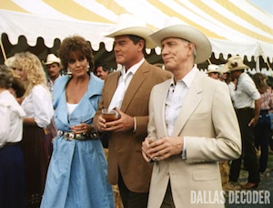Barbecue Five, Dallas, Jeremy Wendell, J.R. Ewing, Larry Hagman, Linda Gray, Sue Ellen Ewing, William Smithers