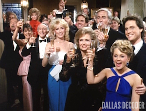 Charlene Tilton, Clayton Farlow, Dack Rambo, Dallas, Deborah Tranelli, Deliverance, Don Starr, Donna Culver Krebbs, Donna Reed, Dr. Mitch Cooper, Fern Fitzgerald, George O. Petrie, Harv Smithfield, Howard Keel, Leigh McCloskey, Dr. Mitch Cooper, Jack Ewing, Jordan Lee, Marilee Stone, Phyllis Wapner, Ray Krebbs, Steve Kanaly, Susan Howard