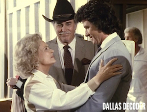 Bobby Ewing, Clayton Farlow, Dallas, Donna Reed, Howard Keel, Miss Ellie Ewing Farlow, Patrick Duffy